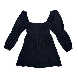 Reformation Cotton Black Minimalist Coquette Babydoll Short Dress Michaela 4